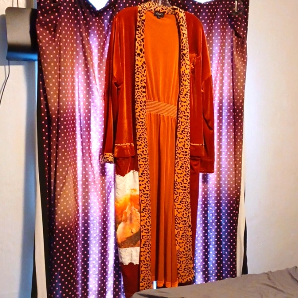 Custom Fairy Velvet Duster Cardigan with Leopard Detail & Smocked Back - Picture 1 of 9